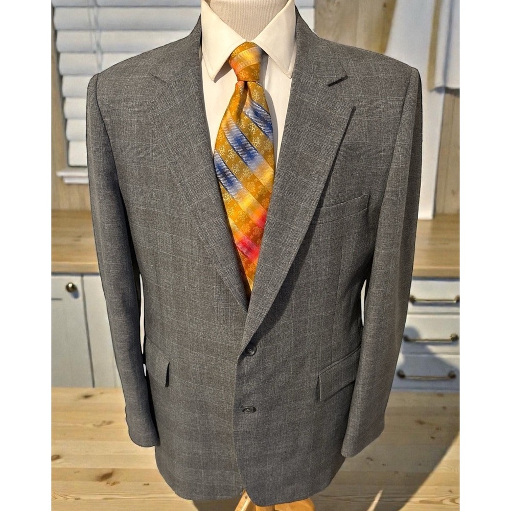 VTG Hardwick Sport Coat Blazer Sz 42R Gray Red‎ Plaid Wool Blend Jacket USA Made
